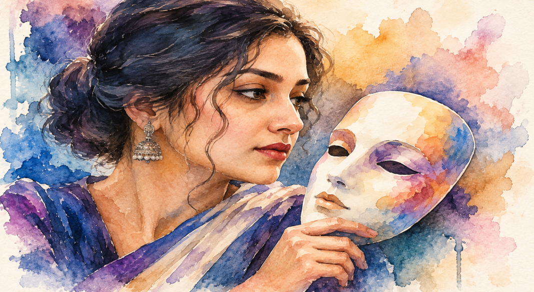 মুখ ও মুখোশের প্রতীকী ছবি